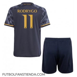 Real Madrid Rodrygo Goes #11 Segunda Equipación Niños 2023-24 Manga Corta (+ Pantalones cortos)